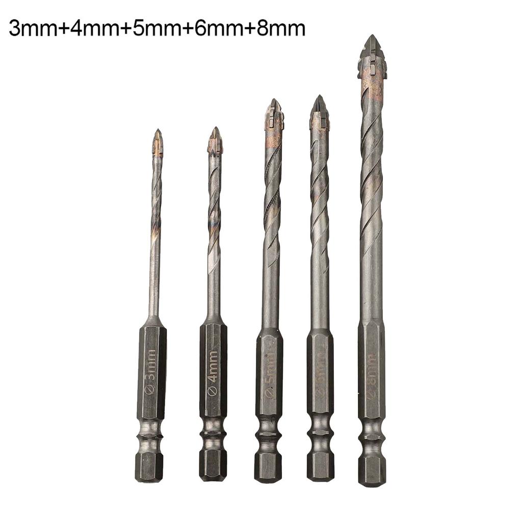High Speed Eccentric Drill Bit Set for Glass Tiles 5pcs Tungsten Steel Alloy