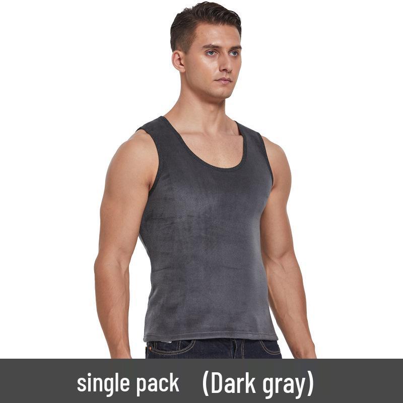Men's Winter Double-Sided Golden Velvet Vest with Fleece, Thickened for Warmth; Round Neck Waistcoat & Base Layer for Cold Protection