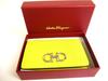 Authentic Salvatore Ferragamo Gancini Silver H/W Yellow Leather Business Card Holder #a825  Refurbished