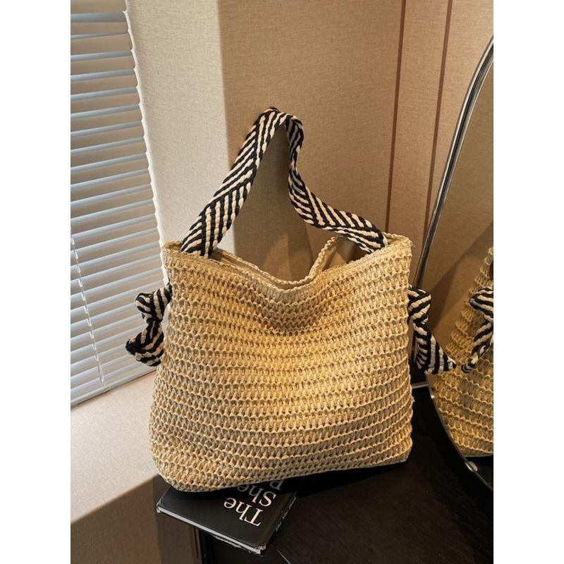 Large Capacity Straw Bag Women 2025 New Summer Seaside Beach Vacation Shoulder Bag Commuter Idle Style Tote Bag