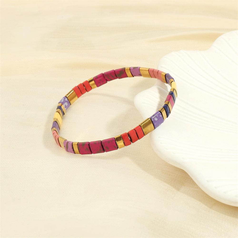 Retro TILA Beaded Bohemian Bracelet - Hand-Woven Elastic Design for Women