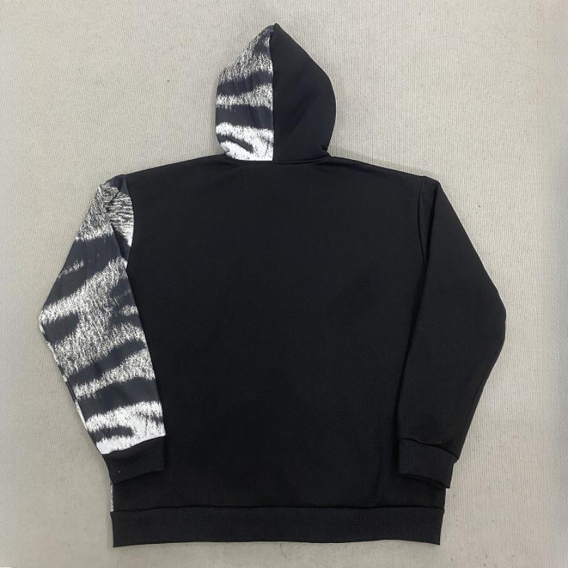European and American street patchwork striped loose fashion hooded cardigan