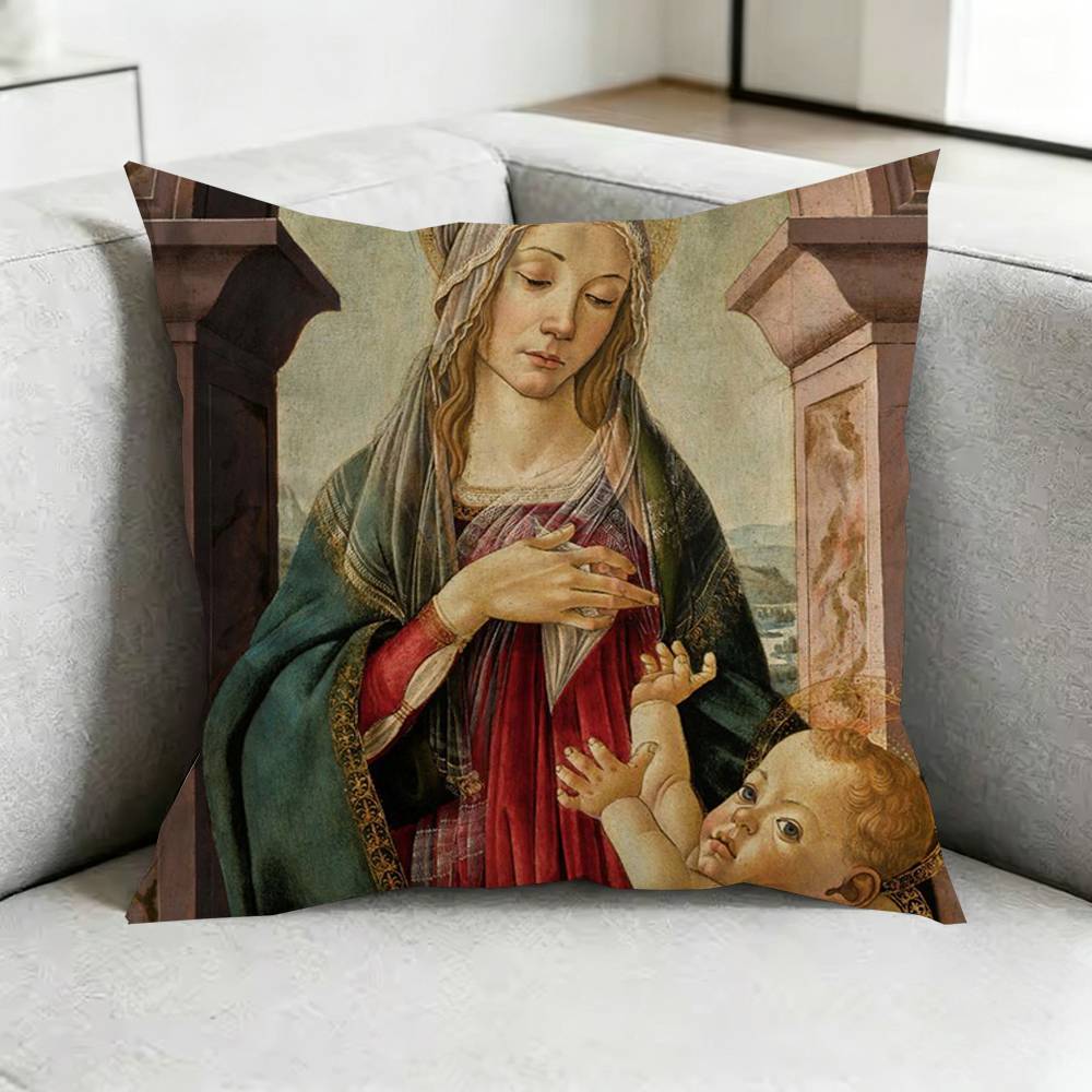 Sandro BBotticelli Renaissance Pillow Case Square DoubleSided Sofa Cushion Cover Bedroom Bedside Pillow Gift