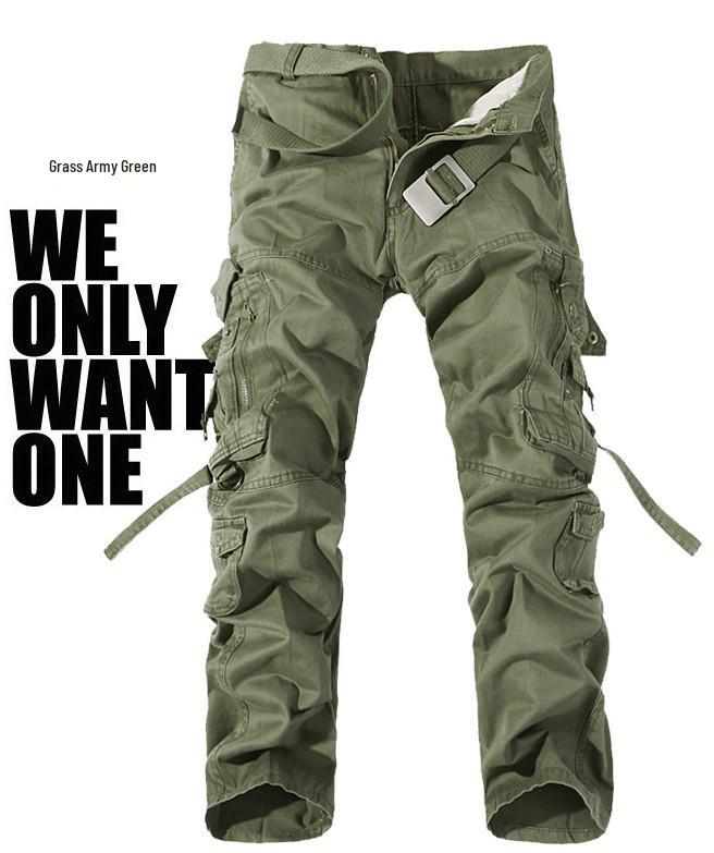 Herren Casual Multi-Pocket Washed Arbeitshose, Übergröße, Outdoor-Stil, Europäisches und Amerikanisches Design