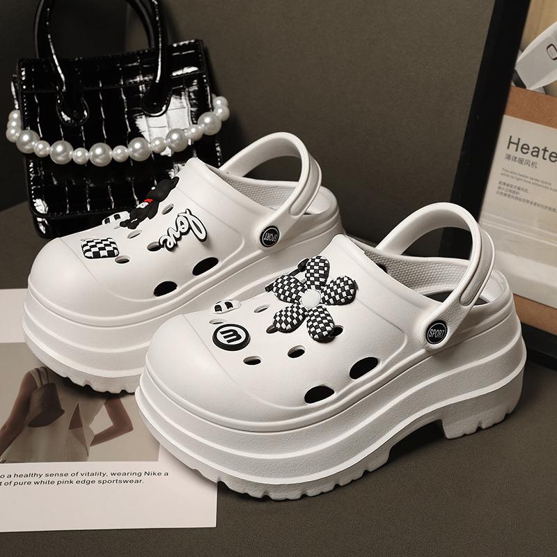 Lucyever 2024 Diy Hole Garden Shoes for Women Slippers Summer 2024 Soft Chunky Platform Sandals Woman Non Slip Beach Slippers