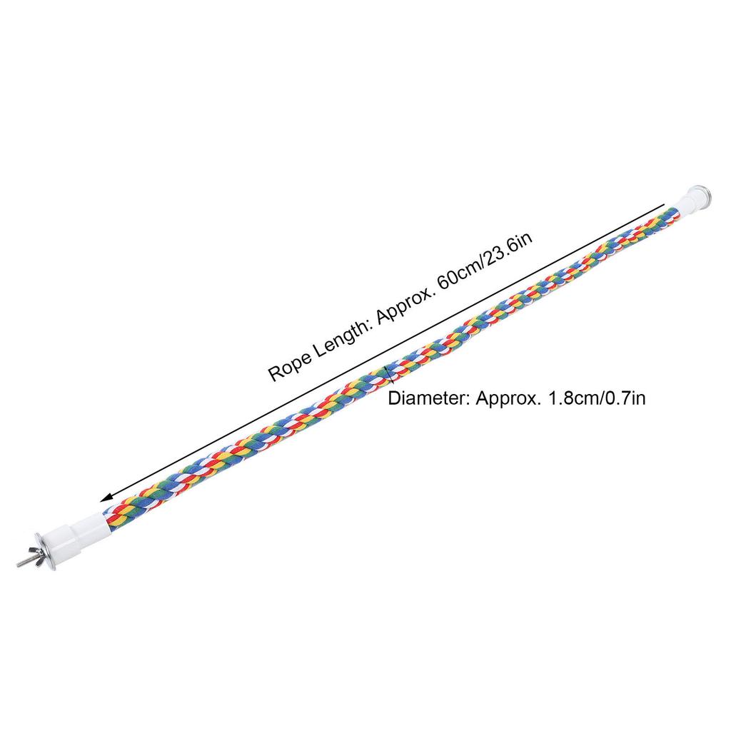 2Pcs Bird Rope Perches Cotton Brightly Colored Parrot Swings Spiral Stand Chew Toy with Fixing Screws 60cm 80cm 105cm Optional