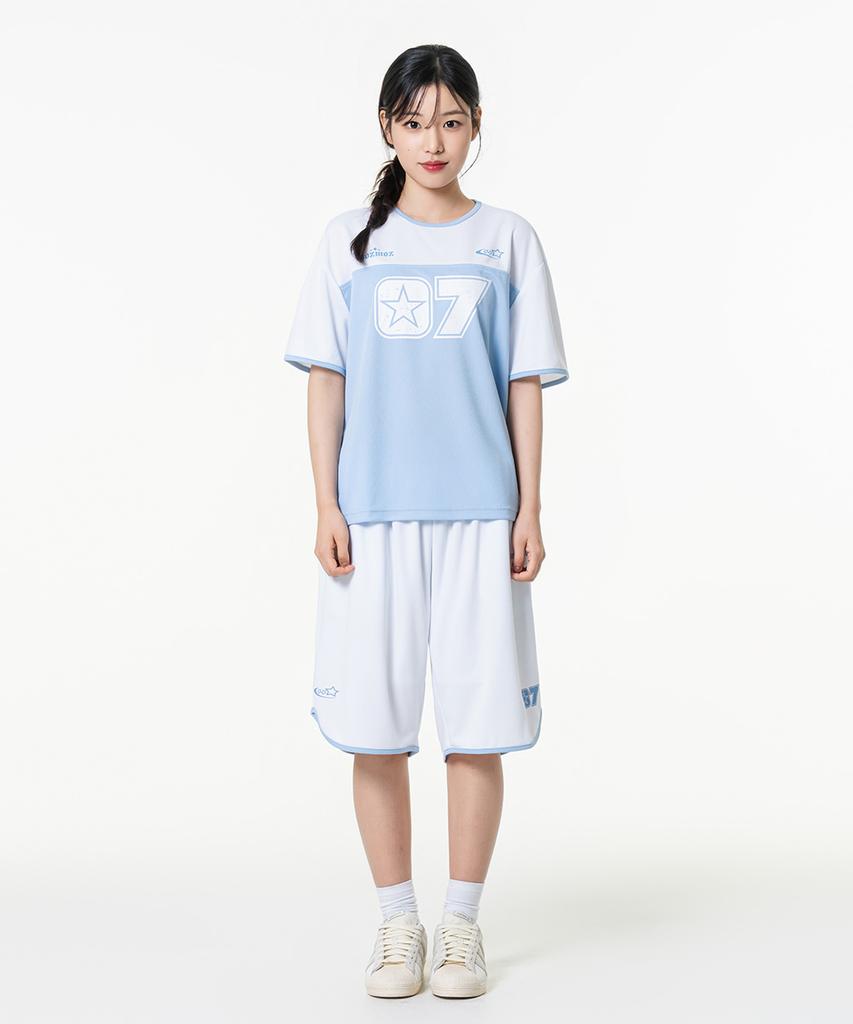 MOZMOZ Pastel Air Mesh Jersey Shorts Blue