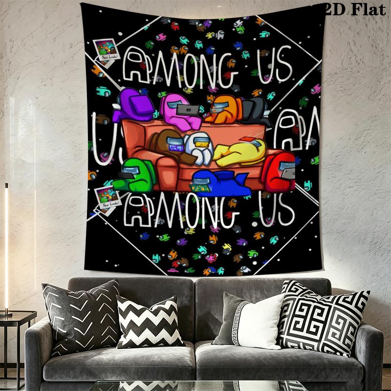 Among Us Wall Tapestry Aesthetic Wall Hanging Printed Fabric Blanket Decorative Tapestries for Bedroom Living Room Home Decor