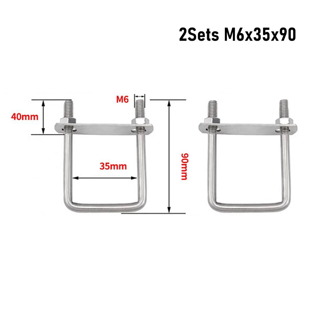 2Sets Iron Pipe U-clamp Right Angle U-bolt Squa Bolt Durable Square Clamp