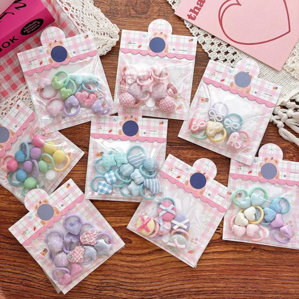 5/10 Stück Kinder Kleine Gummibänder Herz Schleife Mini Mädchen Haarseile Bänder Baby Mädchen Süße Haarbänder Kopfschmuck