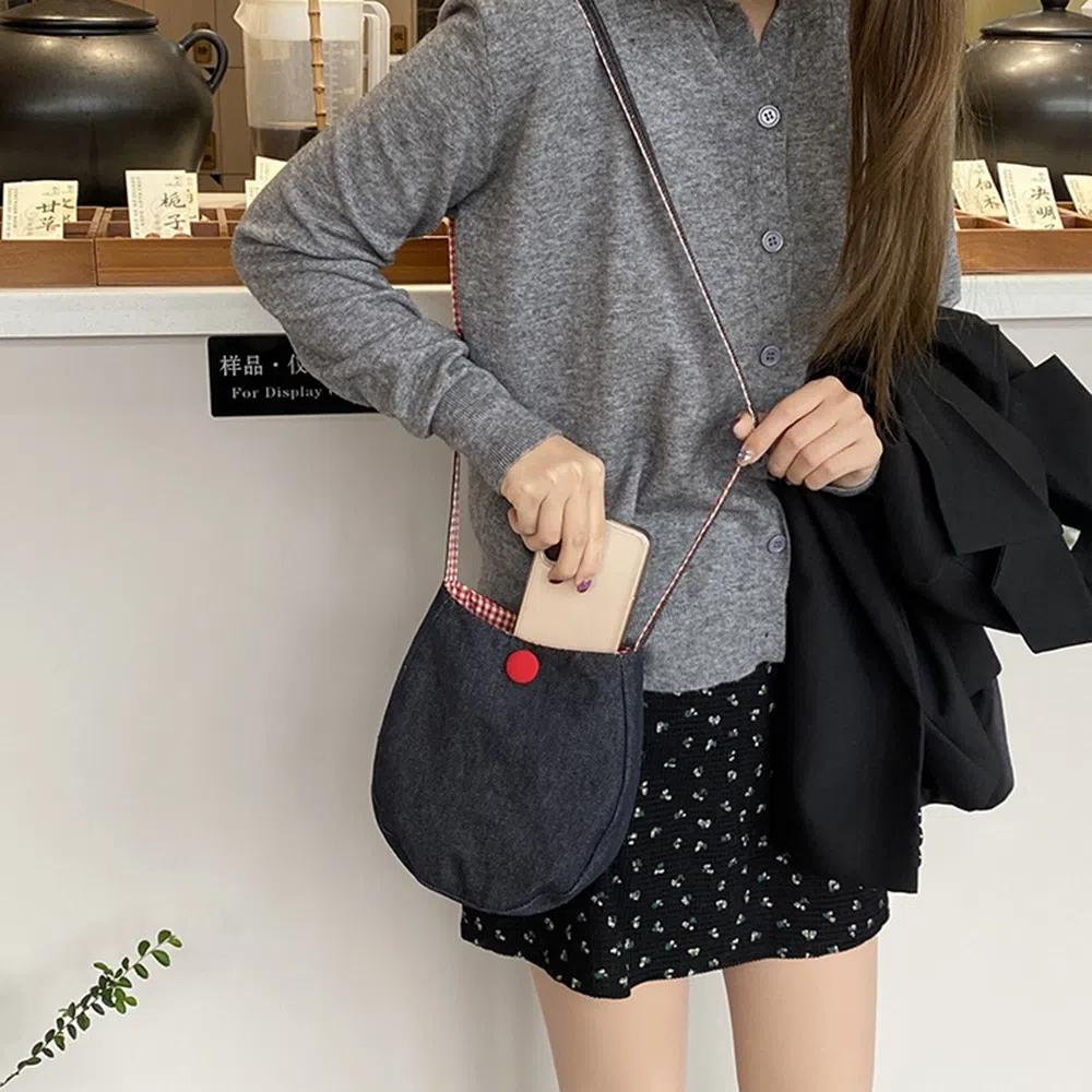 Cute Crossbody Phone Pouch Plaid Grid Shoulder Bag Casual Small Square Bag Travel