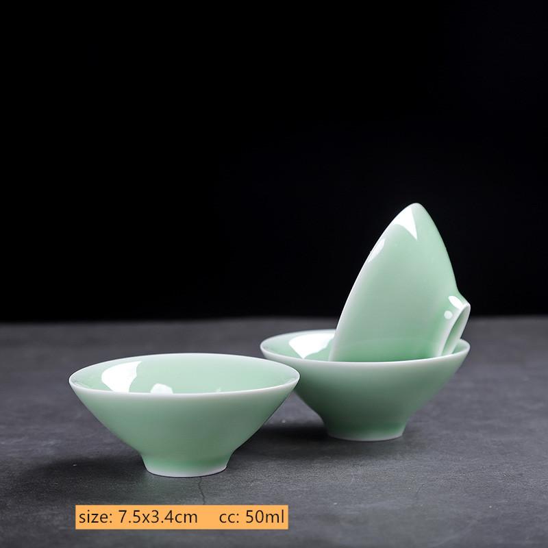 3pcs Customized Celadon Teacup Chinese Ceramic Tea Cup Set Household Small Tea Bowl Master Cup Traditional Tea Accessories