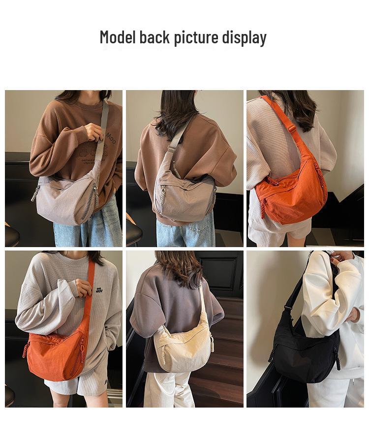 Women's Sporty Oxford Canvas Crossbody Bag - Large Capacity, Solid Color, Fashionable Dumpling Style