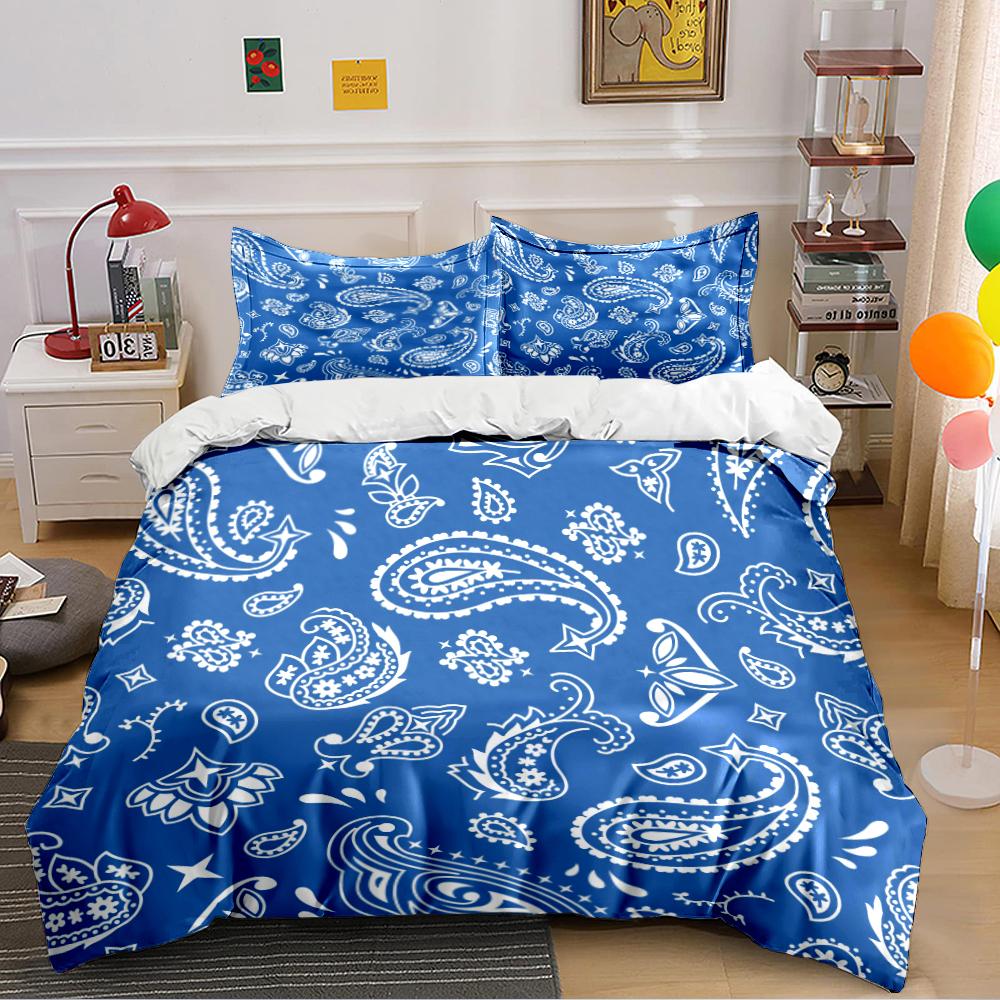 Blue Paisley Pattern Bedding Set Bedding set (1 duvet cover, 2 pillowcases, duvet not included)