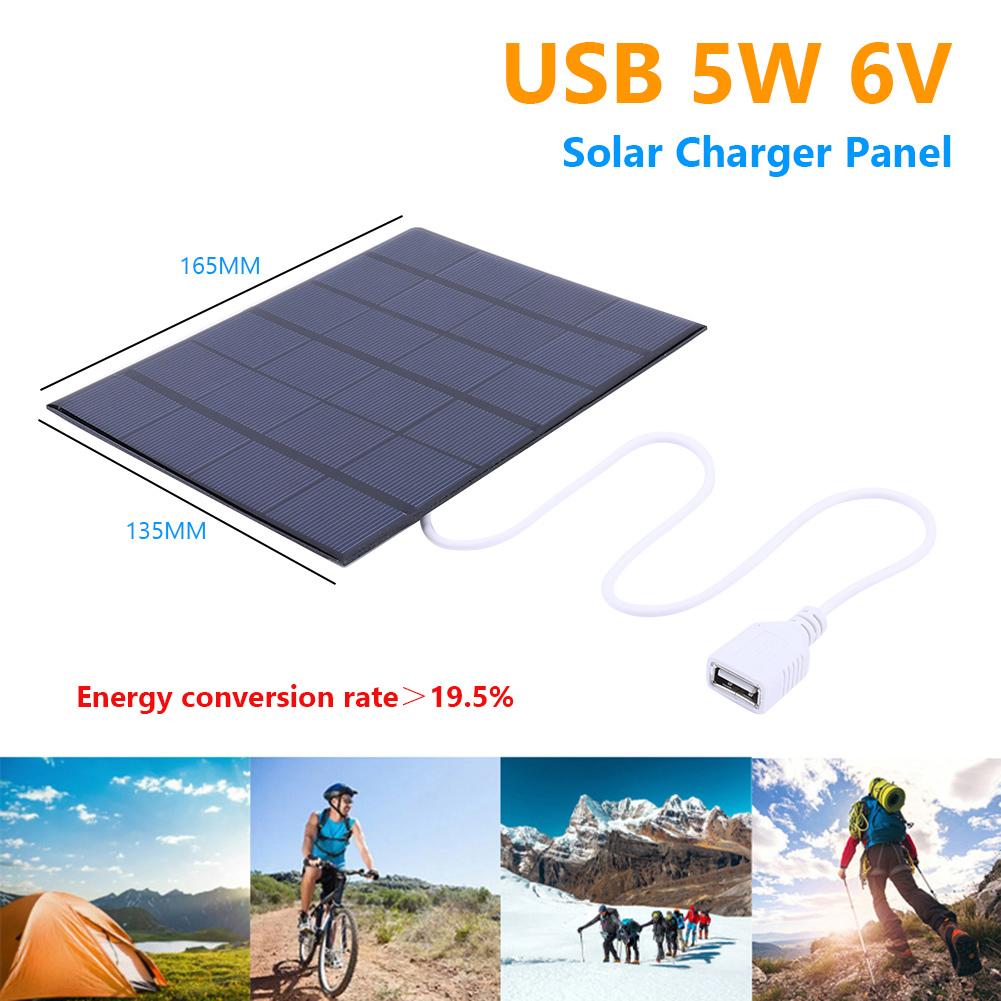 USB Solar Power Bank DIY 5W 6V Solar Panel Charger Monocrystalline Power Emergency Panels for Mobile Phone/3-5V Battery Charging