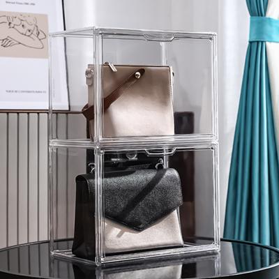 Scatola portaoggetti per borsa con porta magnetica, antipolvere, impilabile, trasparente, portaoggetti per frizione, portaoggetti per borsa con pochette