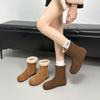First Layer Retro Style Flat Bottom Short Boots Women'S Matte Suede Thickened Warm Snow Boots Medium Tube Autumn And Winter Birkenstock Boots