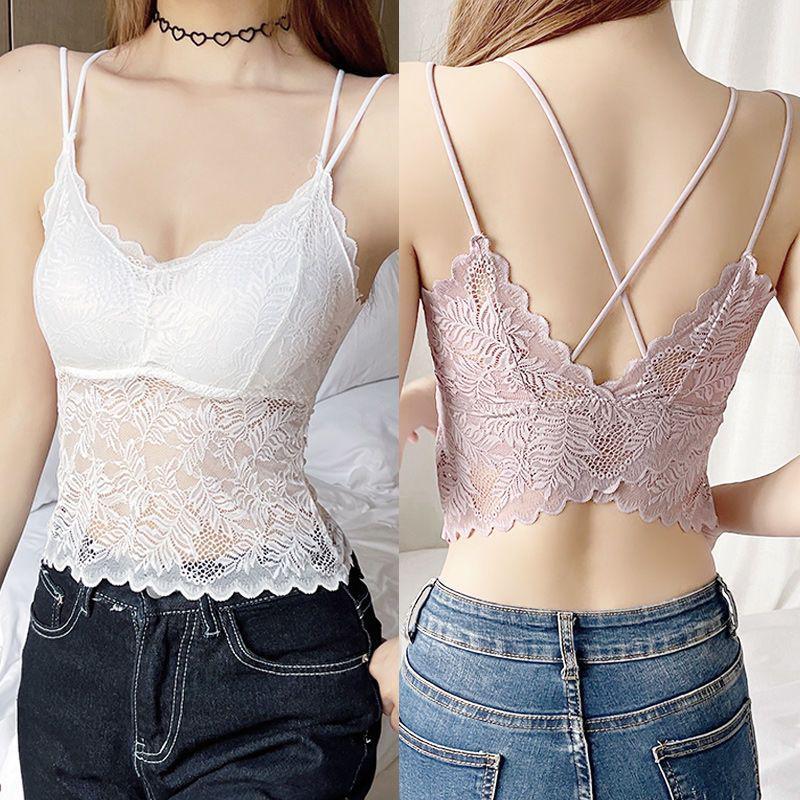 Soutien-gorge Camisole Push-Up Dentelle Papillon - Haut Bandeau Sans Dos Élégant pour Femmes