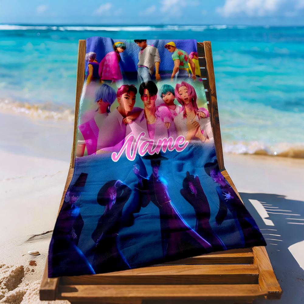 Vibrant Fashion Show Customize Your Name Beach Towel Super Soft Microfiber Quickdry Fabric