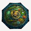 Forest Circle Pattern Umbrella, Portable and Foldable Design, 8 Ribs, a Casual Accessory for Halloween, Christmas, and Birthday Gifts.