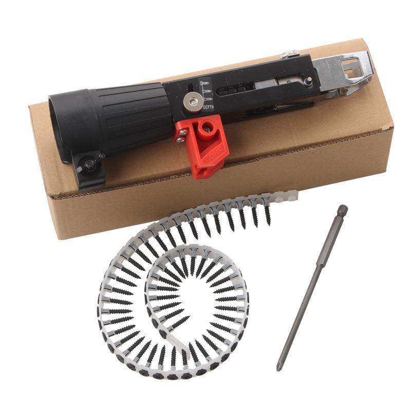Electric Screw Automatic Nailing Tool for Carpentr Chain Belt Auto-Feed Nail Gun Head: Woodworking Drywall Rivet Gun Attachment