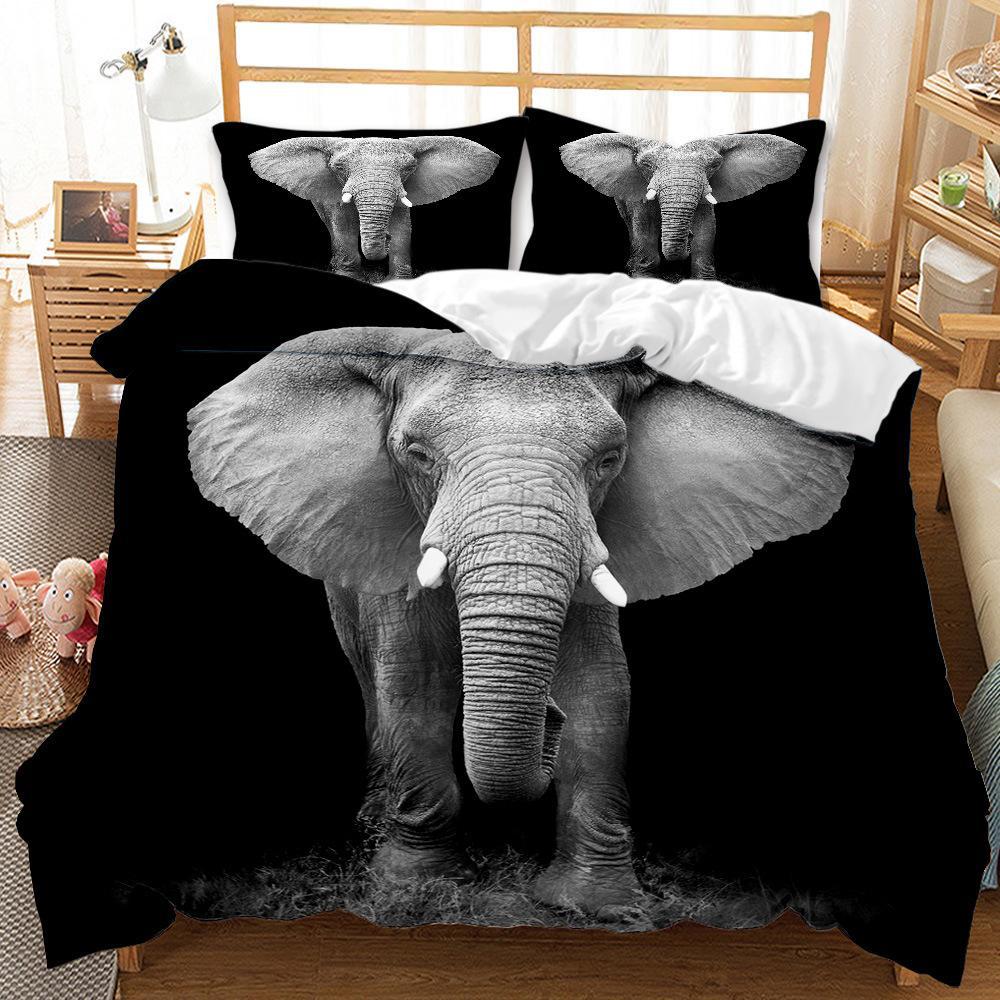 Bedding Three-Piece Custom Digital Printing Home Textile Elephant Quilt Cover Bed Sheet Source