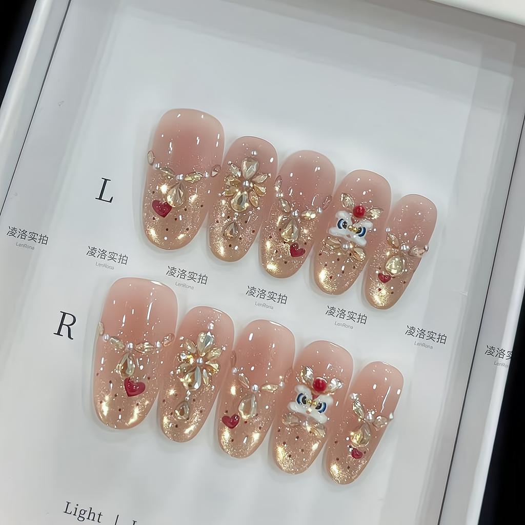 Ongles à Presser Moyens Stiletto Paillettes Faux Ongles Press-ons avec Design Réutilisables Acrylique Faux Ongle Couverture Complète Ongle à Coller Ongle à Coller pour Femmes