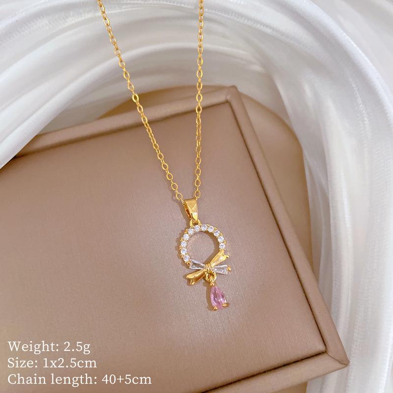 Copper Micro-Inlaid Necklace Women'S Copper Micro-Inlaid Real Gold Electroplating Simple And Exquisite Collarbone Chain Neck Chain