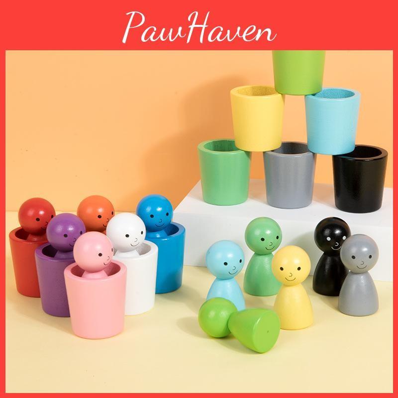 Color Classification Wooden Cups For Kids Early Education Learning Toy Gift