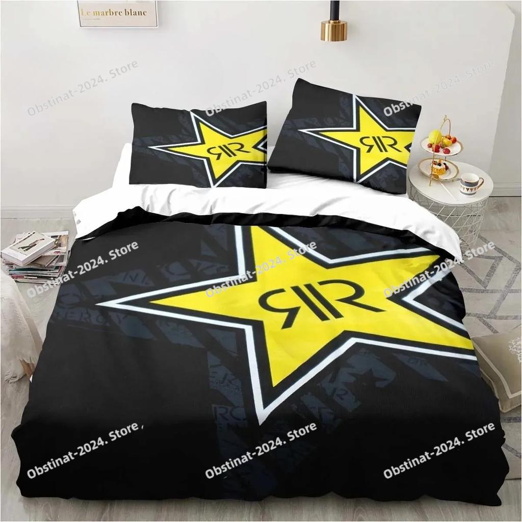 3D Print Drinks R-Rockstar Energy Logo Bedding Set Boys Girls Twin Queen King Size Duvet Cover Pillowcase Bed boys Adult Bedroom
