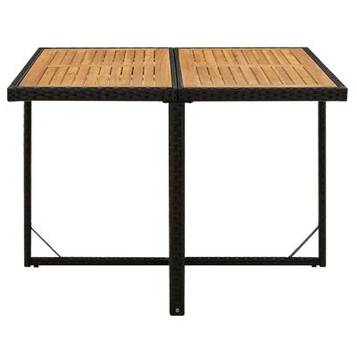 Garden Table Black 109 X 107 X 74 Cm Poly Rattan Solid Acacia Wood