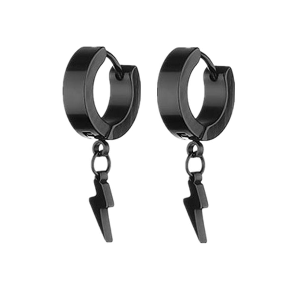 WKOUD 2023 New Black Punk Stainless Steel Women Men Hoop Earrings Small Trendy Round Cross Pendants Jewelry Accessories Gifts