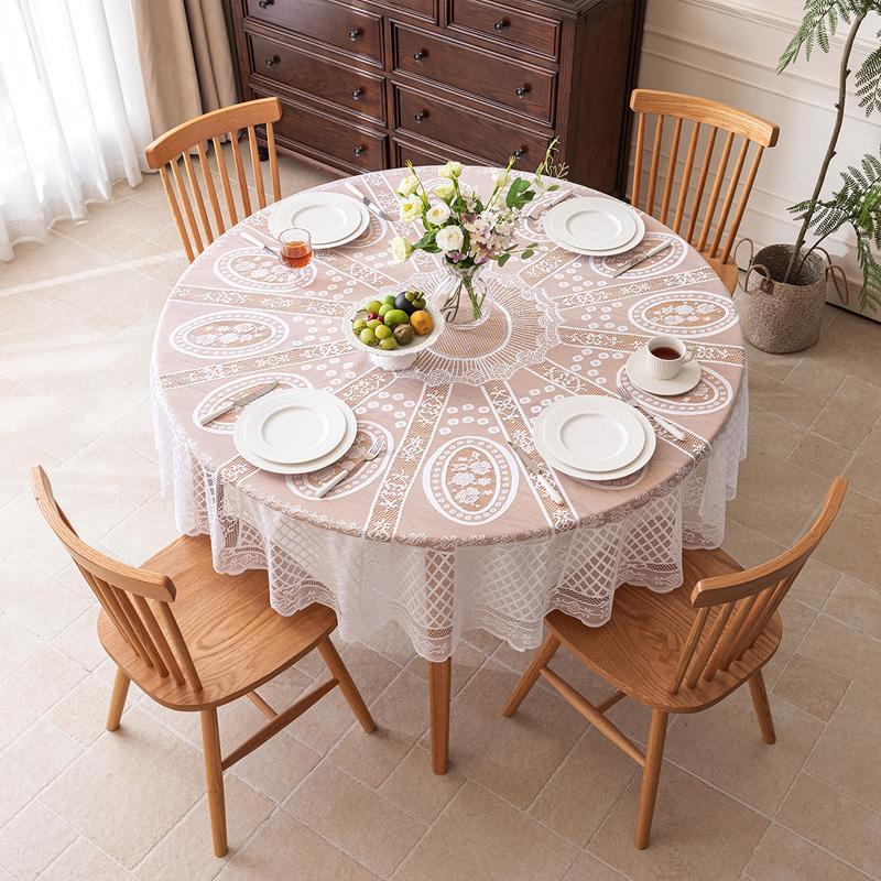 1Pc Lace Dust-proof Desk White Tablecloth Vintage Tablecover Terylene 180CM