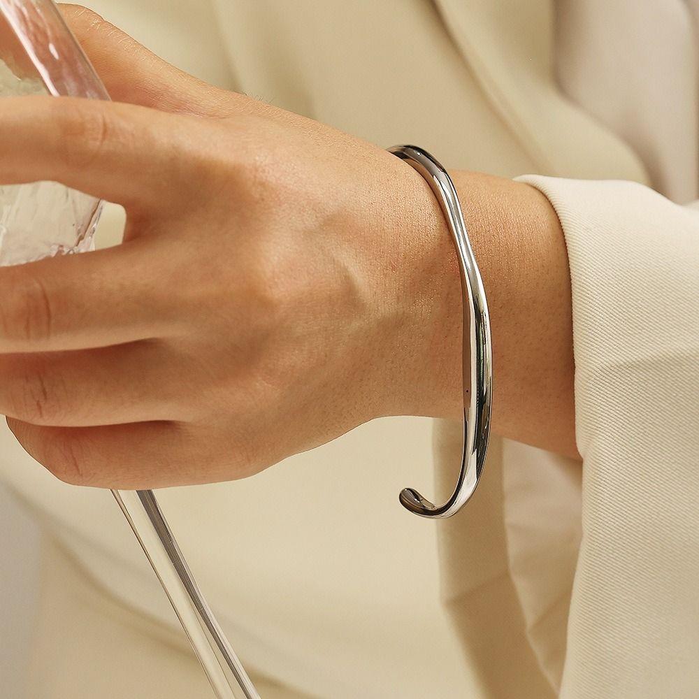 Stainless Steel Opening Bracelet 18K Gold Plated Stainless Steel Bracelet  For Women