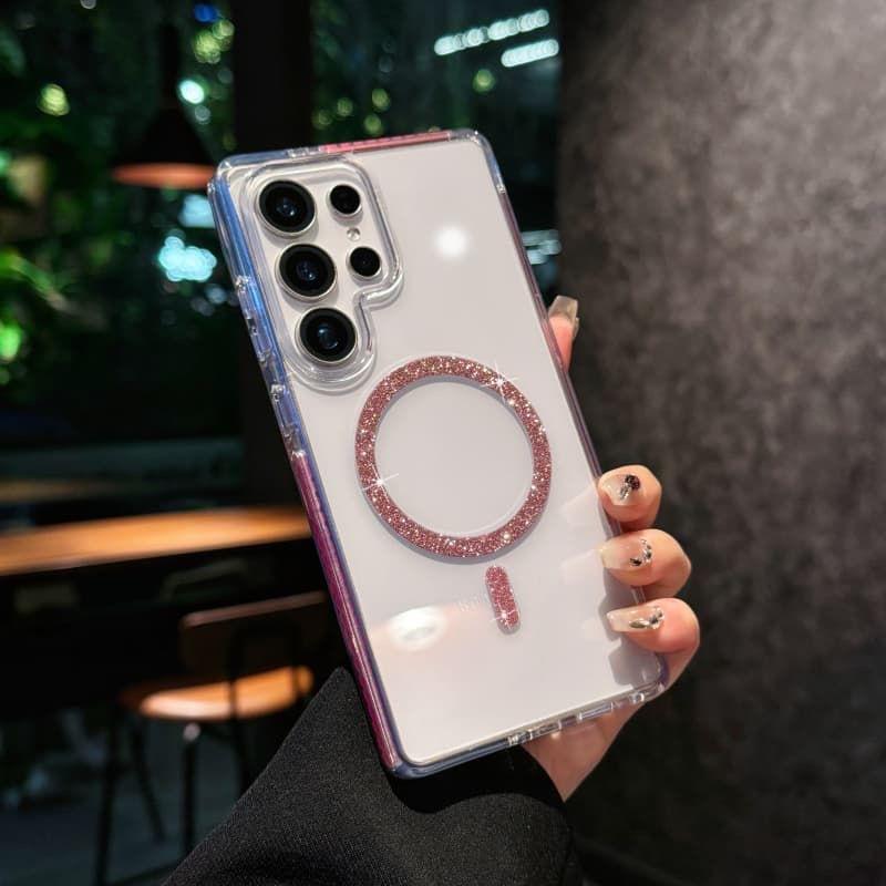 Suitable for Samsung S25ultra Magnetic Suction Phone Case Simple Transparent Ultra Thin High End Feel S24plus Personality S25 Hard