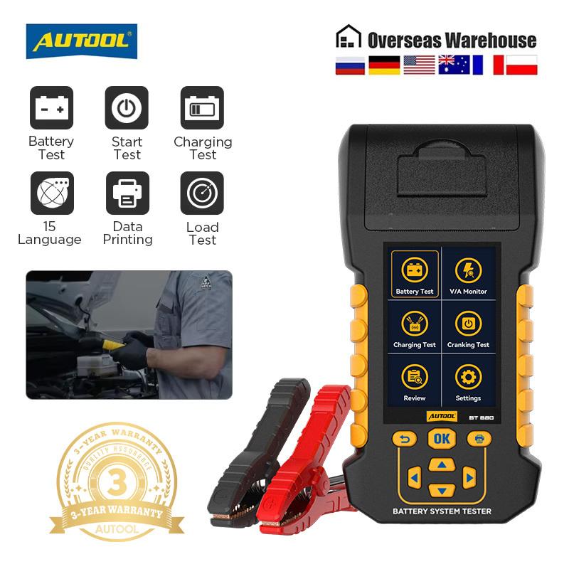 AUTOOL BT880 Battery Tester with Printer 8-30V V/A Monitor&Cranking Test&Charging Test&Start Test& Max Load Test & Data Review AUTOOL BT880