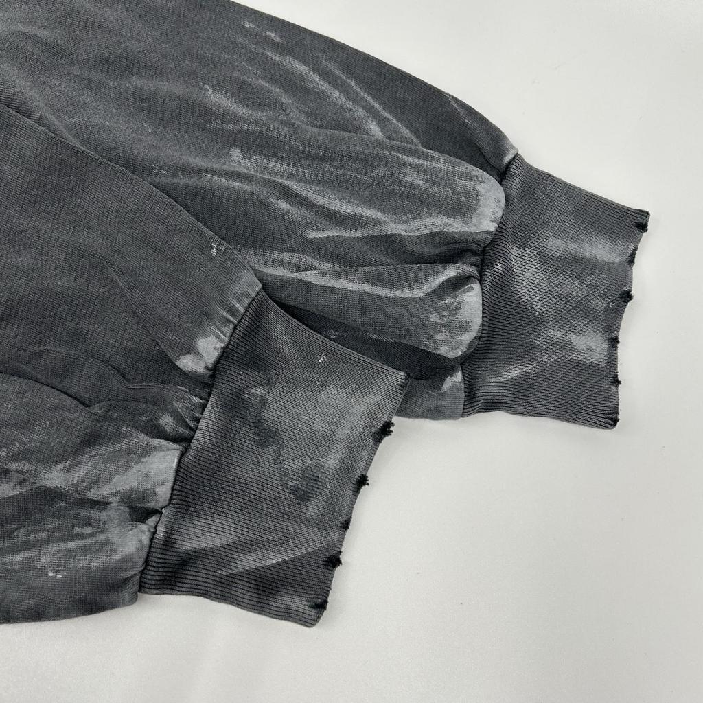 BALENCIAGA 796917 Back Logo Damaged Long Sleeve T-Shirt tops 2 grayUsed