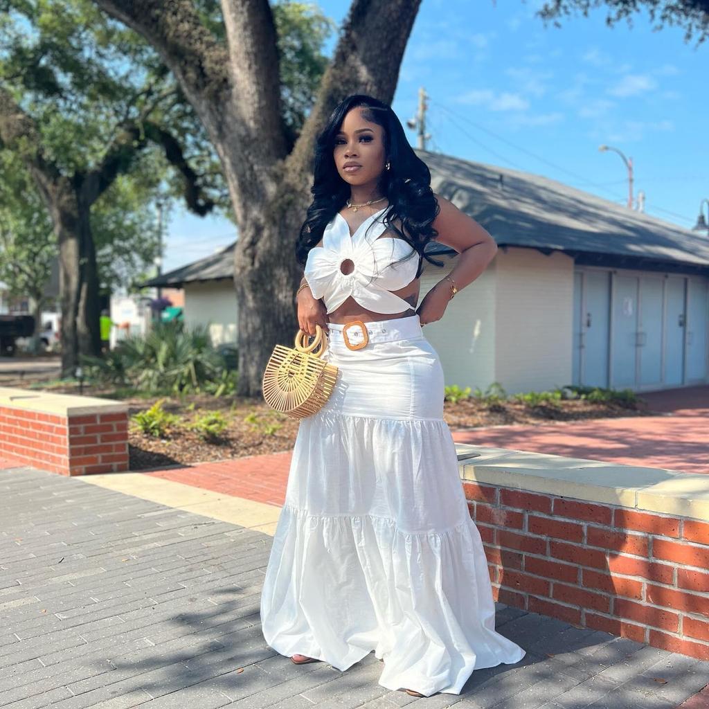 Europäisches & Amerikanisches Sexy Einfarbiges Unregelmäßiges Riemchen-Bandage-Rock-Set