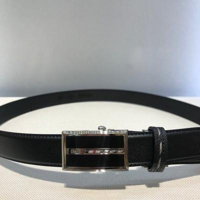 Black Square Check Buckle Leather Auto Belt Dbbe2e990