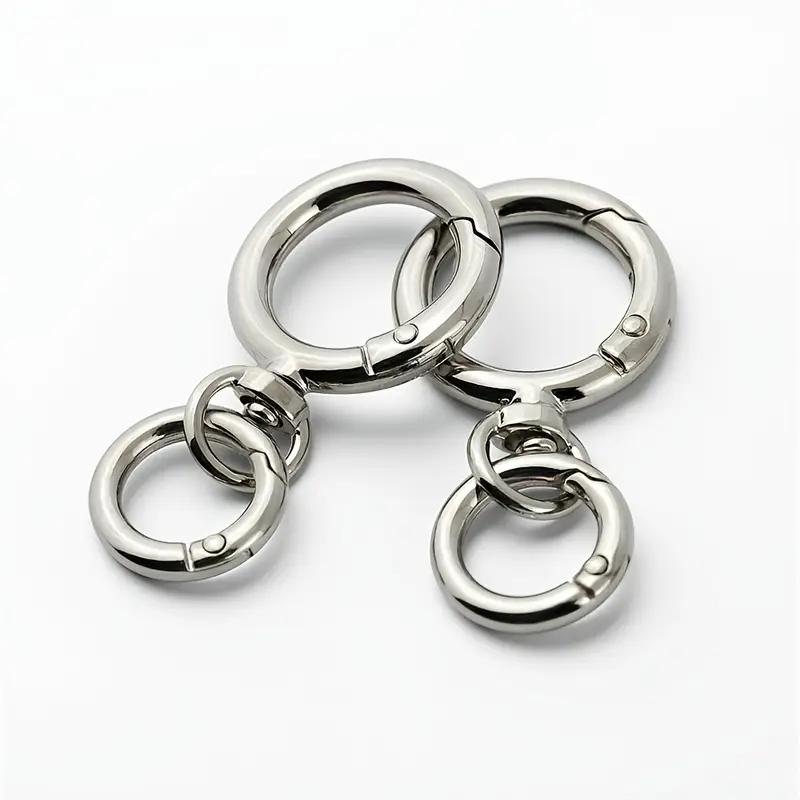 2/5/10 Sets Round Spring Snap Carabiner Clip O Rings Swivel Trigger Hook Metal Clasps Keychain for Handbag Lanyards DIY Crafts