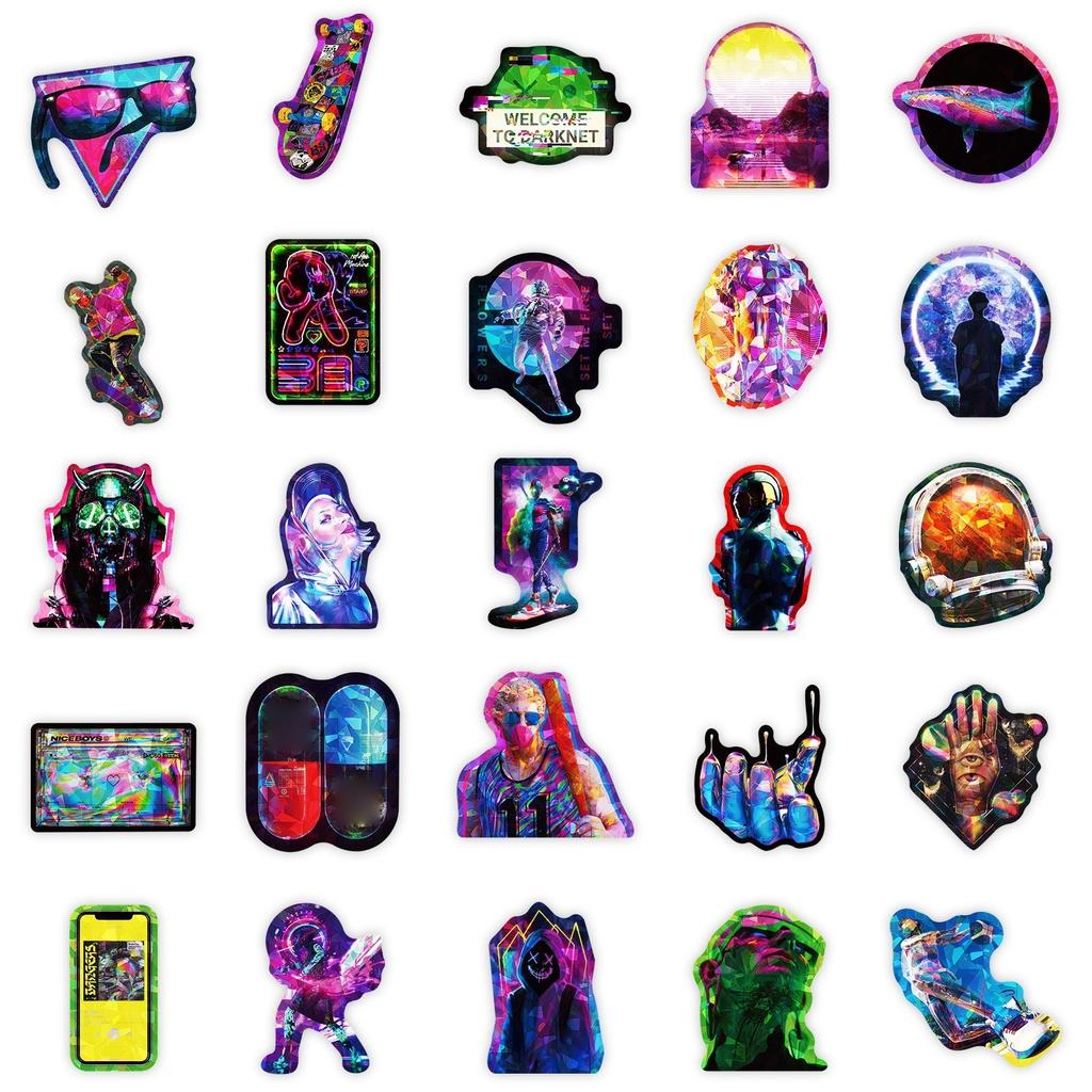 Cool Stickers 50 Pcs Stickers Skateboard Sticker Pack Neon Stickers For Adults Teens Stickers Edgy Stickers Vaporwave Stickers Stickers Waterproof