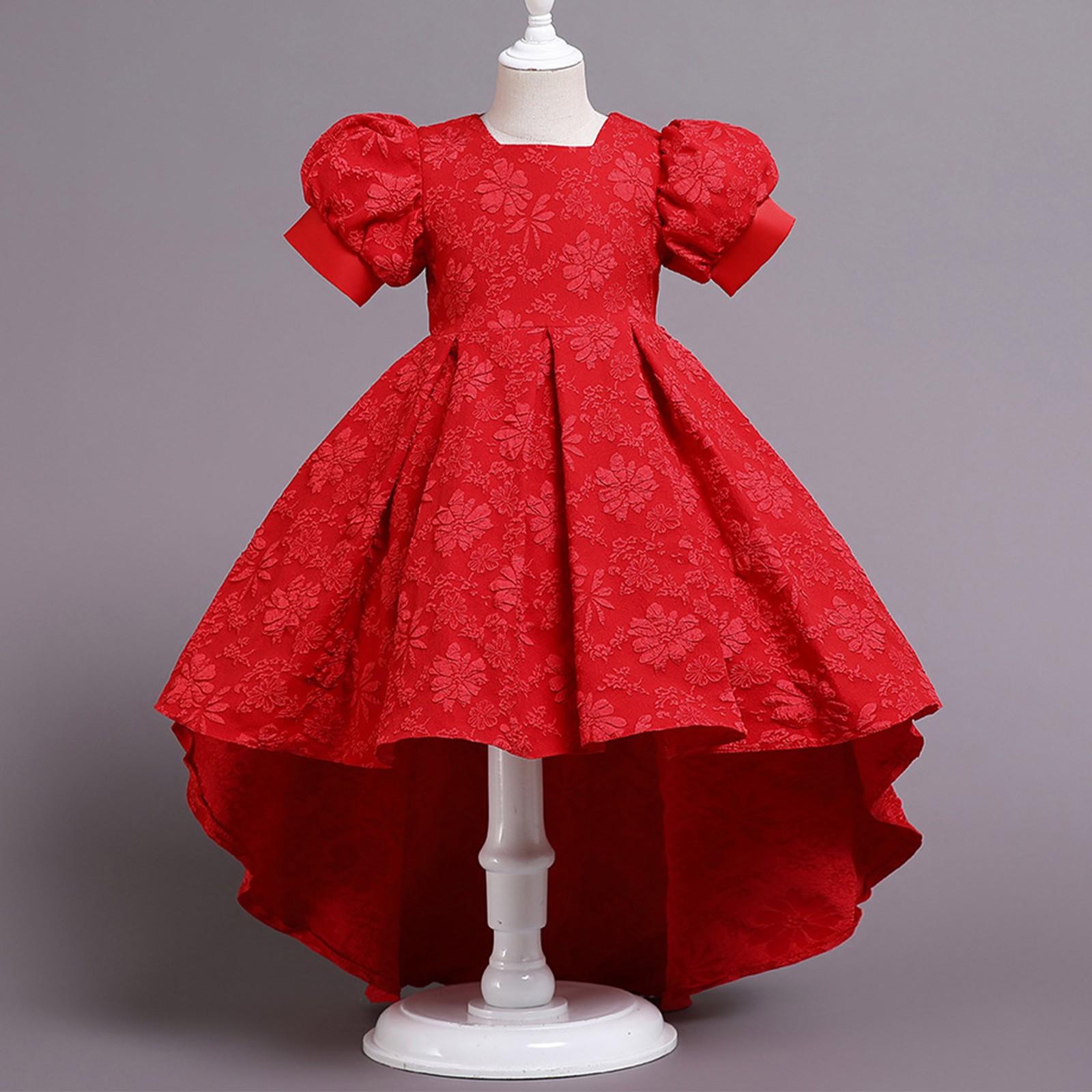 

Дитяча сукня Сукня принцеси з бантом Однотонна сукня-торт з паєтками 160 червоний