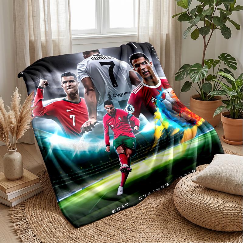 Cristiano Ronaldo Theme Blanket Soft Flannel Blanket Plush Throw Blanket Cozy Sofa Bed Blanket for Home Decor