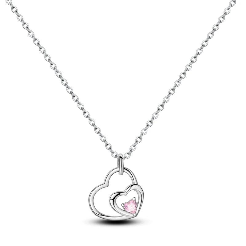 Original 925 Silver Necklace For Women Class Style Heart Shape Romantic Style High Quality Women Necklace Jewelry Gift