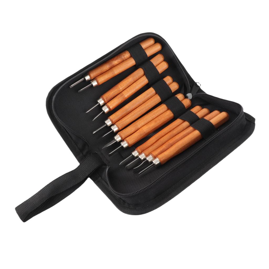 12 PCS Wood Carving Hand Chisel Tool Set High Hardness Complete Tools Guitar Repair Tools with 2 Whetstone for