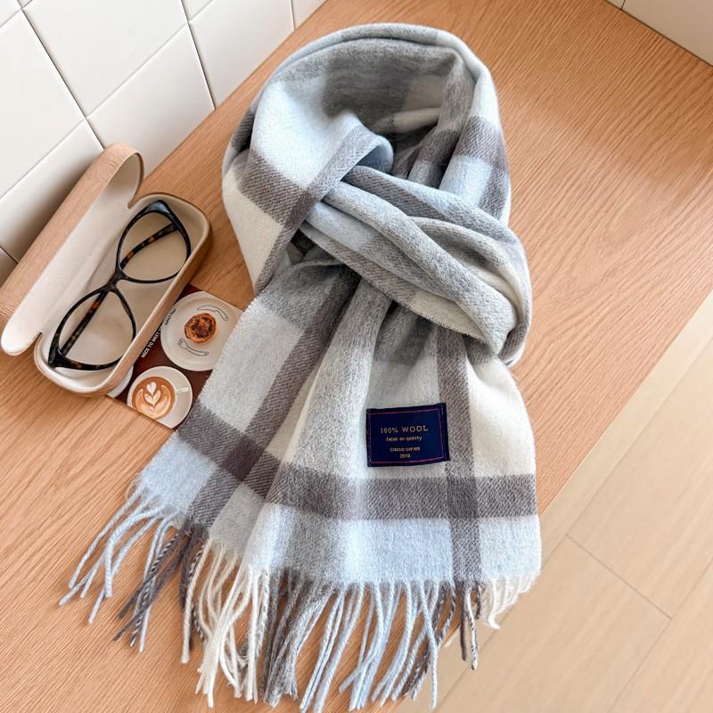 100% Wolle Karierter Schal Herren Damen Paar Warm Kaschmir-Mischung Karriert Winter Halswärmer