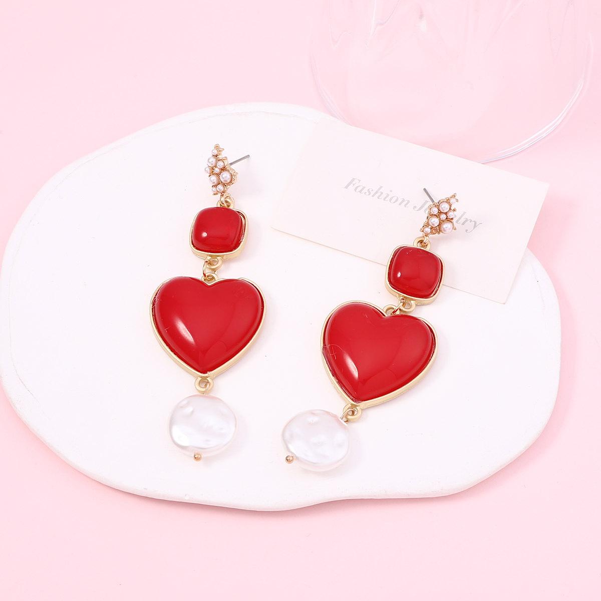 French light luxury irregular multi-layer fringed long geometric earrings, imitation pearl fashion versatile oil drop earrings