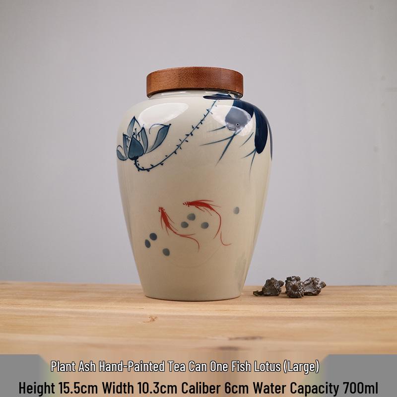Hand-painted Bamboo Ceramic Tea Canister - Moisture-proof Storage for Green, White, and Pu'er Tea