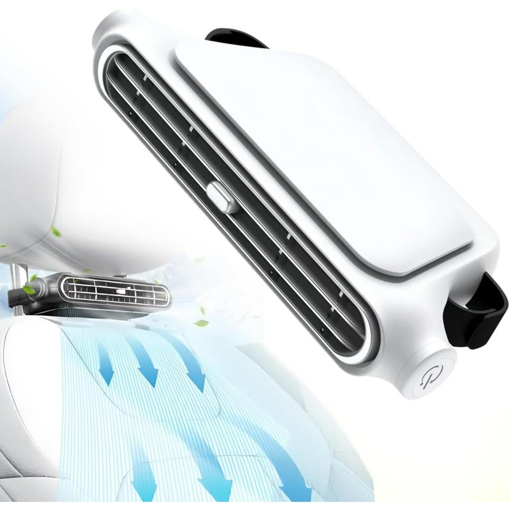 Car Fan for Driver and Passenger's Seat, Car Seat Fan USB Plug-in Dual Turbo High Wind Power Car Interior Rear Pillow Car Fans, 3 Speeds Car Fans