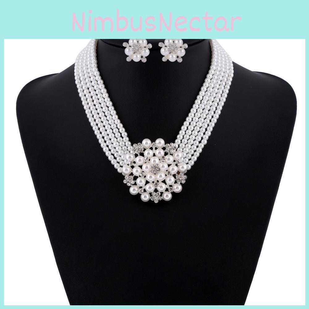 Chic Pearl Necklace With Geometric Shape And Multilayer Beads For Wear Female
